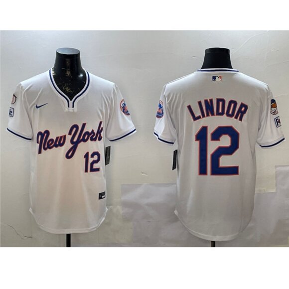 Mens Youths Kids Womens 12 Francisco Lindor White Stitched Jersey White